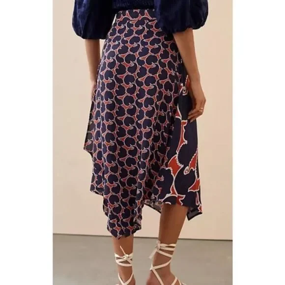 SOLD Anthropologie Dhruv Kapoor Swirled Abstract Midi Skirt Sz. S - Picture 2 of 10